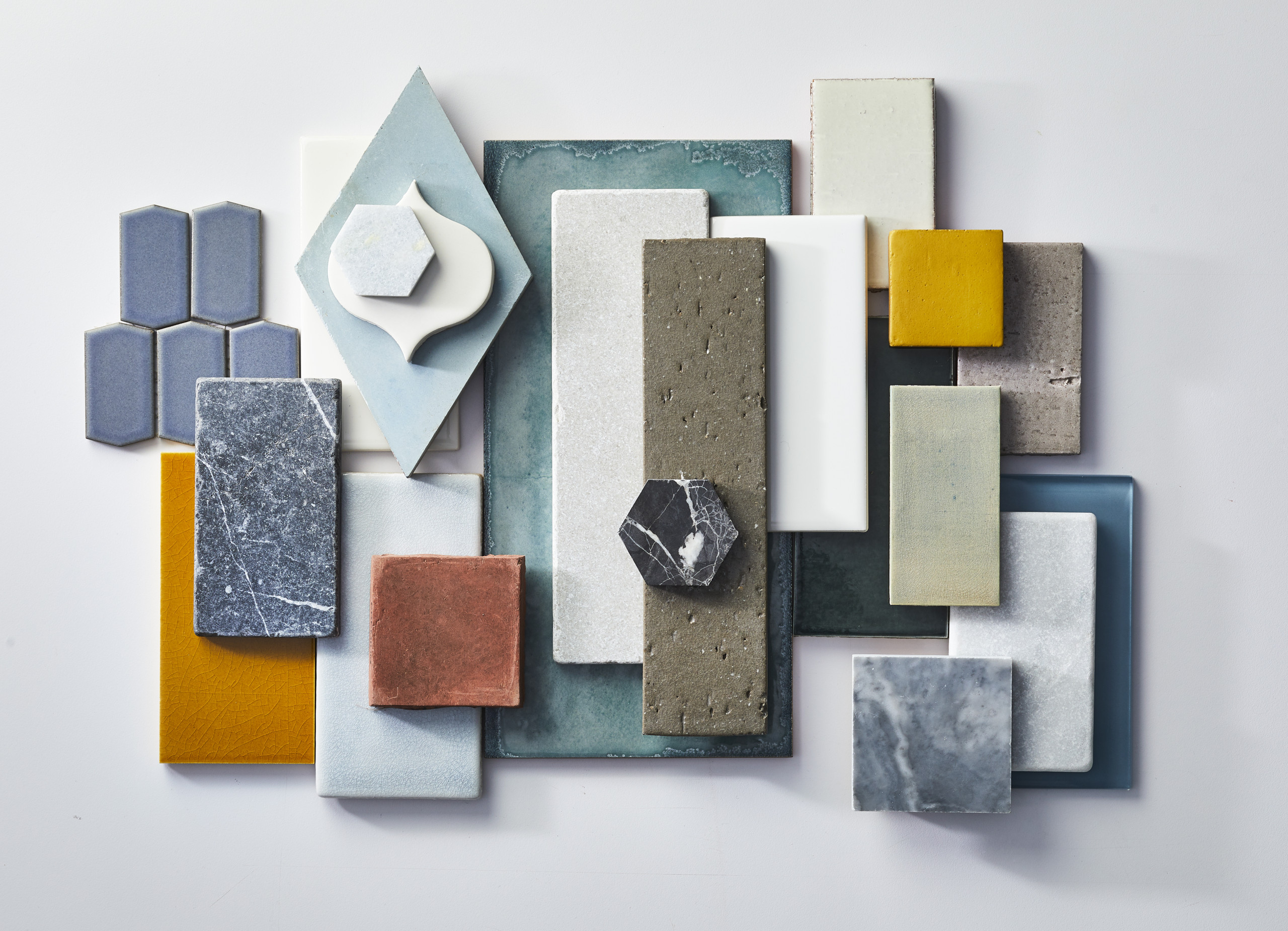 Flatlay of an assortment of tile